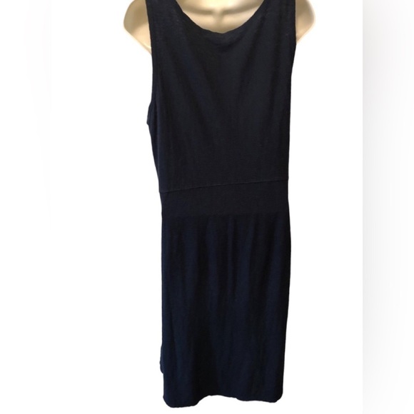 Cut Loose V Neck Patchwork Sleeveless Tank Dress Navy Linen Blend Sz M Cruise - Picture 5 of 6